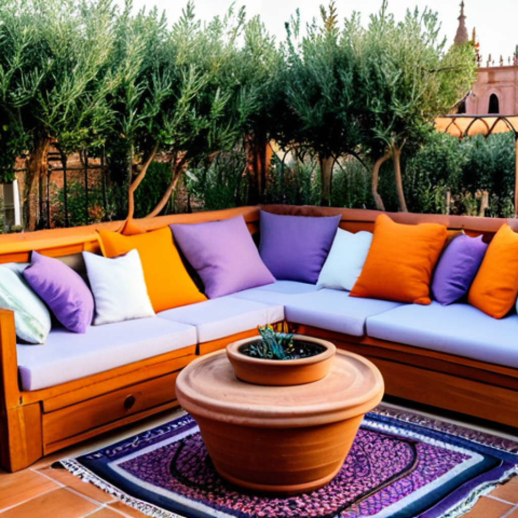 옥상 정원 조경 디자인 트렌드 - Mediterranean Rooftop Garden**

"A vibrant rooftop garden in Seville, Spain.  Terra cotta pots overf...