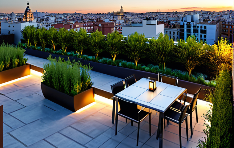 옥상 정원 조경 디자인 트렌드 - Urban Oasis Detail Shot**

"Close-up of a thriving urban garden on a rooftop in Barcelona. Focus on ...