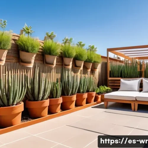옥상 정원 설계에 영향을 미치는 기후 조건 - A vibrant rooftop garden under bright morning sunlight, showcasing a variety of sun-loving succulent...